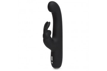 Чёрный вибратор Slimline G-Spot Rechargeable Rabbit Vibrator - 24,1 см.