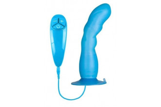 Голубой вибратор для G-точки BUNNY ICY - 18 см.