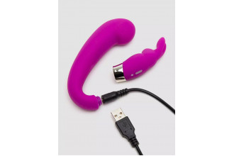 Лиловый вибратор Mini G-Spot Curve Vibe с клиторальным зайчиком