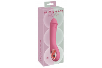 Розовый тонкий вибратор для точки G Slim G-Spot Rose - 21,4 см.