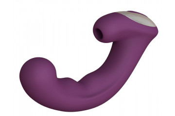 Фиолетовый вибратор Phoenix с вакуумной стимуляцией клитора - 18 см.