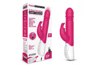 Розовый пульсирующий вибромассажер G-Spot Thrusting Rabbit - 24 см.