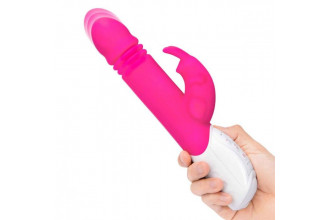 Розовый пульсирующий вибромассажер G-Spot Thrusting Rabbit - 24 см.