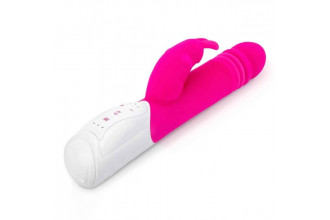 Розовый пульсирующий вибромассажер G-Spot Thrusting Rabbit - 24 см.