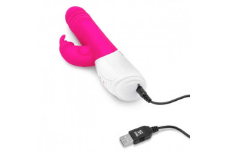 Розовый пульсирующий вибромассажер G-Spot Thrusting Rabbit - 24 см.