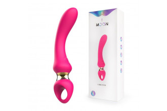 Розовый изогнутый вибромассажер Moon Vibrator - 21,1 см.