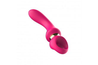 Розовый изогнутый вибромассажер Moon Vibrator - 21,1 см.
