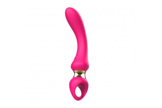 Розовый изогнутый вибромассажер Moon Vibrator - 21,1 см.