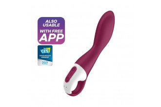 Малиновый вибромассажер для стимуляции G-точки Heated Thrill - 20,6 см.