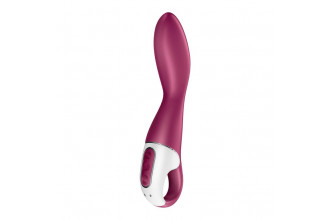Малиновый вибромассажер для стимуляции G-точки Heated Thrill - 20,6 см.