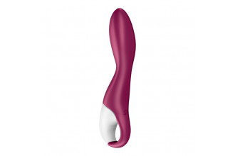 Малиновый вибромассажер для стимуляции G-точки Heated Thrill - 20,6 см.