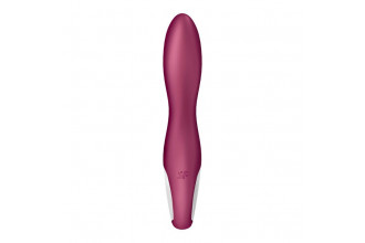 Малиновый вибромассажер для стимуляции G-точки Heated Thrill - 20,6 см.
