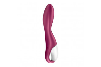 Малиновый вибромассажер для стимуляции G-точки Heated Thrill - 20,6 см.