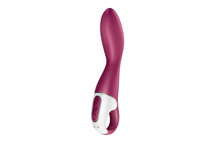 Малиновый вибромассажер для стимуляции G-точки Heated Thrill - 20,6 см.