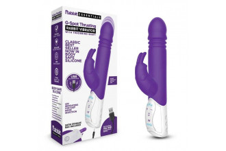 Фиолетовый пульсирующий вибромассажер G-Spot Thrusting Rabbit - 24 см.
