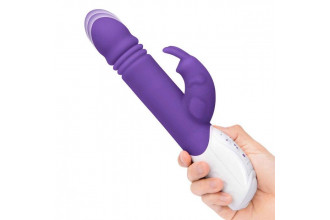 Фиолетовый пульсирующий вибромассажер G-Spot Thrusting Rabbit - 24 см.