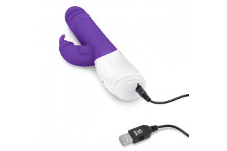 Фиолетовый пульсирующий вибромассажер G-Spot Thrusting Rabbit - 24 см.