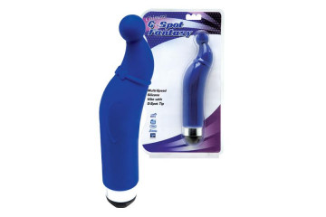 Синий вибратор с загнутой головкой-шаром для G-стимуляции - 17,8 см.