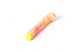 Желтый компактный вибратор из стекла Magic Cane - 12 см.