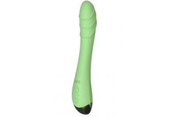 Салатовый изогнутый вибратор Altas - 21 см.