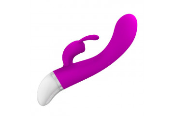 Лиловый G-вибратор Freda с зайчиком - 18,9 см.