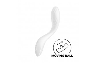 Белый вибромассажер Rrrolling Pleasure с движущимся шариком - 23 см.
