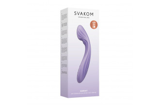 Сиреневый интерактивный вибростимулятор с функцией нагрева Margot - 21 см.