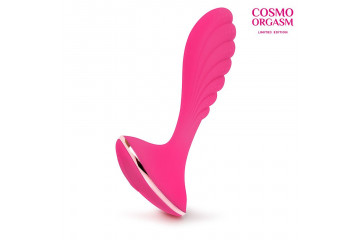 Розовый фигурный вибростимулятор для G-массажа - 16 см.