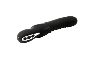 Черный изогнутый вибратор с ребрышками Typhon - 23 см.