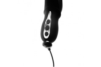 Черный изогнутый вибратор с ребрышками Typhon - 23 см.