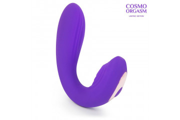 Фиолетовый изогнутый вибромассажер двойного действия - 18 см.