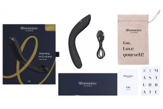 Темно-серый стимулятор G-точки Womanizer OG c технологией Pleasure Air и вибрацией - 17,7 см.