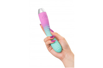 Мятно-розовый вибратор с изогнутой головкой Azalia - 20,5 см.