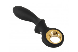 Черный вибратор для точки G с функцией расширения - 18,1 см.