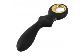 Черный вибратор для точки G с функцией расширения - 18,1 см.