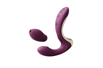 Фиолетовый вибромассажёр G-зоны Talis с пульсацией, вакуумной стимуляцией и функцией нагрева