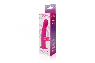 Розовый фаллоимитатор с ребристой поверхностью Cosmo - 14 см.