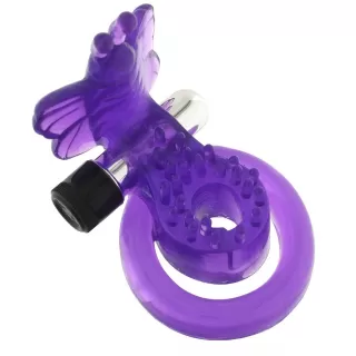 Эрекционное кольцо с вибрацией COCK&BALL RING BUTTERFLY JELLY VIBE фиолетовый 