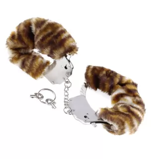 Металлические наручники Original Furry Cuffs с мехом под тигра тигровый 