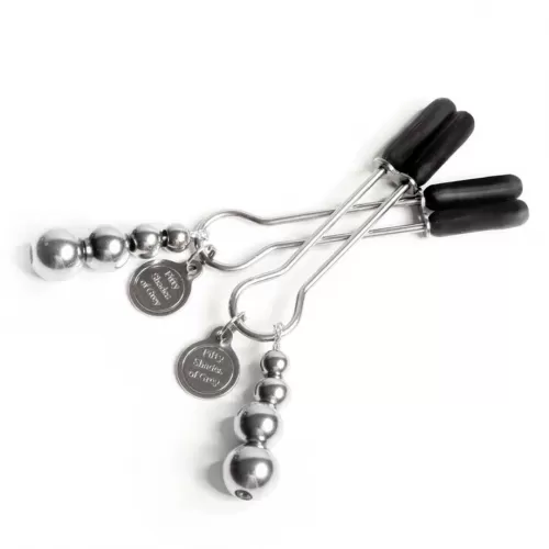 Металлические зажимы на соски Adjustable Nipple Clamps серебро 