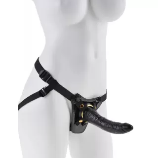 Чёрный с золотом женский страпон Designer Strap-On  