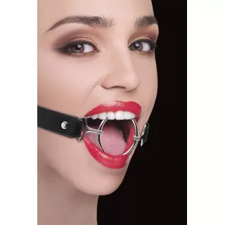 Расширяющий кляп Ring Gag XL с чёрными ремешками  