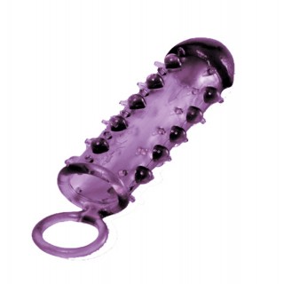 Закрытая фиолетовая насадка с пупырышками SAMURAI PENIS SLEEVE PURPLE - 14,5 см фиолетовый 