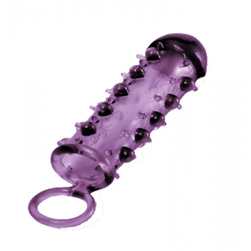 Закрытая фиолетовая насадка с пупырышками SAMURAI PENIS SLEEVE PURPLE - 14,5 см фиолетовый 