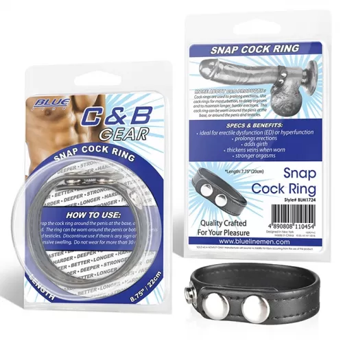 Кольцо на пенис из искусственной кожи на клепках SNAP COCK RING черный 