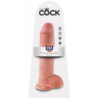 Реалистичный фаллоимитатор на присоске 11 Cock with Balls - 28 см телесный 