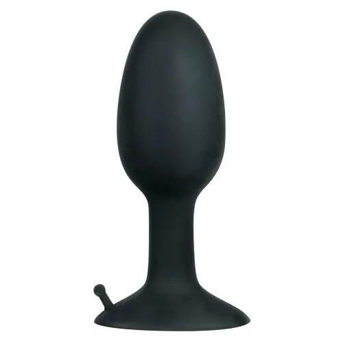 Полая анальная пробка с шариком Small Silicone Plug - 8 см черный 