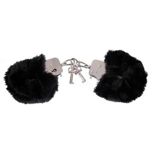 Черные меховые наручники Love Cuffs Black черный 