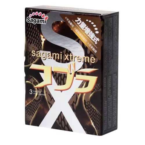 Суженные к основанию презервативы Sagami Xtreme Cobra - 3 шт прозрачный 