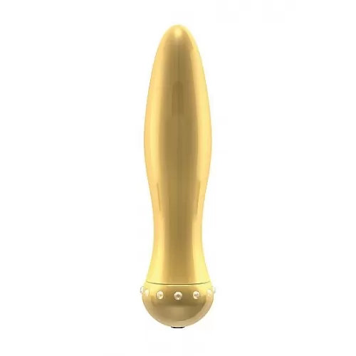 Вибратор-торпеда с кристалликами The Gem Gold - 16,6 см золото 